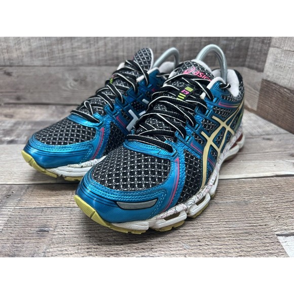 Asics Gel Kayano 19 T392N Blue Athletic Running Training Women Sz 8.5 Preowned - Picture 2 of 11